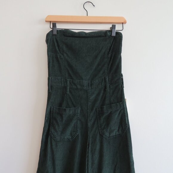 ANTHROPOLOGIE PILCRO The Skipper Strapless Corduroy Crop Wide-Leg Jumpsuit NWT - Picture 4 of 15